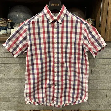 LACOSTE 체크 무늬 반팔 셔츠 사이즈 3