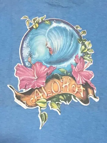 70년대~ALOHA 파도와 하이비스커스 티셔츠 S 사이즈