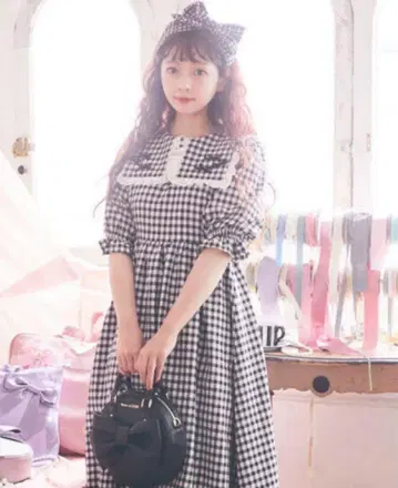 Maison de FLEUR 아오키 미사코 깅엄 체크 원피스