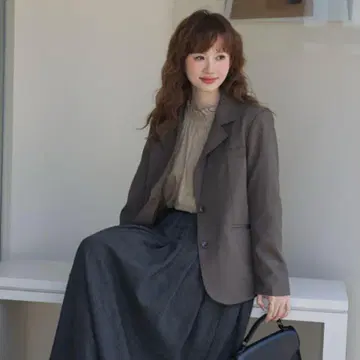 테일러드 자켓 차콜 그레이 브라운 심플 가을 멋쟁이