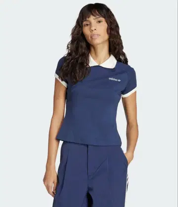 adidas 네이비 카라 부착 피케 셔츠 M