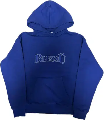 bless u 후드 부착 후드티 블루