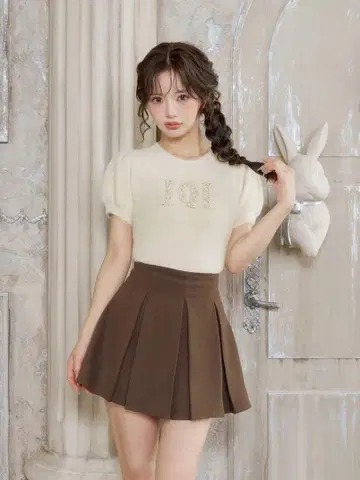darich Dairch 다리치 팬시 비즈 DD 로고 니트탑