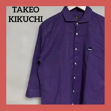 TAKEO KIKUCHI 햇 자수 7부 소매 셔츠 퍼플 3