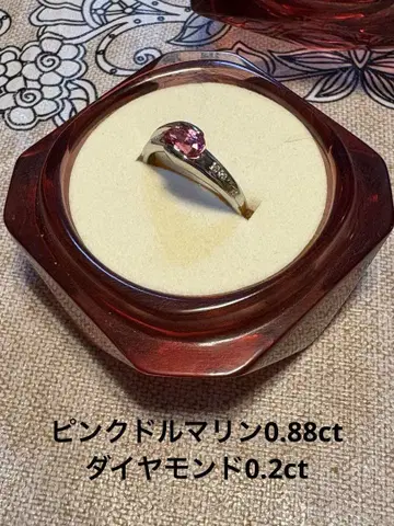 플라티나900 핑크돌마린 0.88ct 다이아몬드 0.2ct 반지