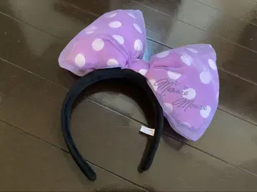 디즈니랜드 미니 마우스 리본 보라색 도트 머리띠