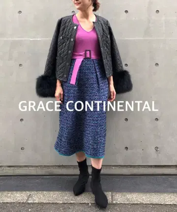 GRACE CONTINENTAL 트위드 타이트 니트 원피스 완판템