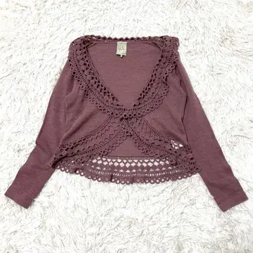 Sybilla 시빌라 크로쉐 프릴 가디건 볼레로 핑크 M