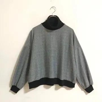 LUNACION 티셔츠 하이넥 상의 그레이 넉넉한 핏 b687