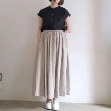 새상품급 SALUE 린넨 개더 스커트