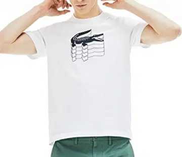 LACOSTE 라코스테 3D 프린트 화이트 티셔츠 M 사이즈
