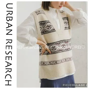 URBAN RESEARCH 어반 리서치 카우친 니트 베스트 울