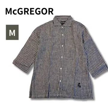 하자품 McGREGOR 맥레거 린넨 100 7부 소매 스트라이프 셔츠 M