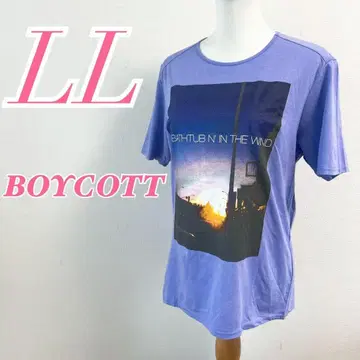 BOYCOTT 보이콧 퍼플 반팔 티셔츠 LL 심플 캐주얼