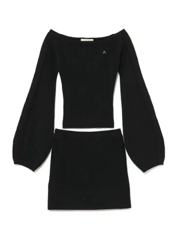 Ribbon crochet knit set up Black
