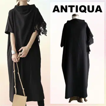 [ 새상품급 ] ANTIQUA 안티카 비대칭 레이스 원피스 블랙