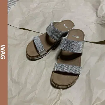 WAG 더블 벨트 컴포트 웨지 샌들 키라키라 실버 M 사이즈