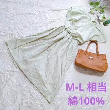 면 100% 슬리브리스 원피스 M-L 상당 그린 허리 절개