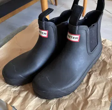 HUNTER 숏 레인부츠 23cm 블랙 사이드 고어