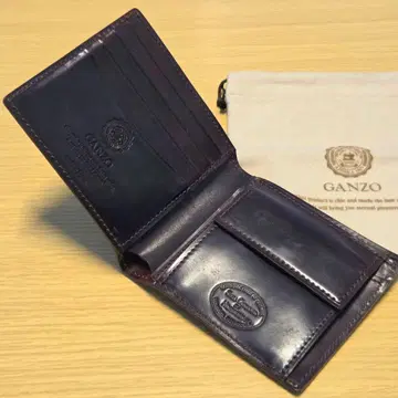 GANZO 쉘 코도반 2 동전 지갑이 있는 반지갑 버건디