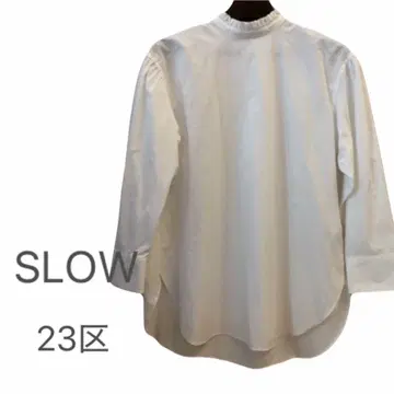 [ 새상품 미사용 ] SLOW 23구 화이트 긴팔 옷깃 프릴 블라우스