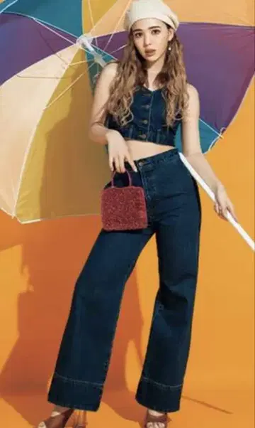 LAGUA GEM VELA DENIM VEST-A 셋업