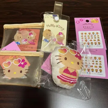 햇볕에 탄 키티 플랫 파우치 카드 케이스 네일 씰 봉제인형 6점 세트