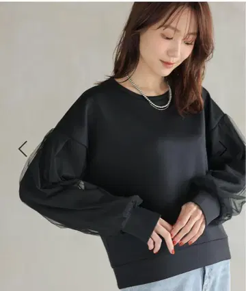글로벌 워크 라이트 쿠션 소매 튤 블랙 M
