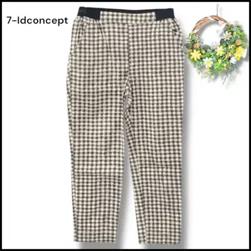 7-Idconcept 크롭 팬츠 테이퍼드 깅엄 체크 패턴 36