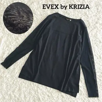 EVEX by KRIZIA 메쉬 슬리브 티셔츠 자수 블랙