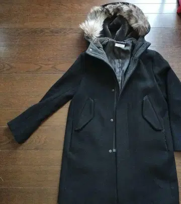 유나이티드 애로우즈 뷰티유스 블랙 퍼 울 코트