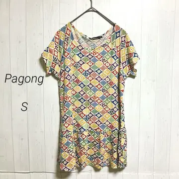 Pagong 반팔 티셔츠 일본풍 패턴 S 멀티컬러
