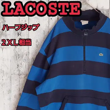 LACOSTE 라코스테 하프 지 보더 풀오버 2XL 상당 네이비 블루