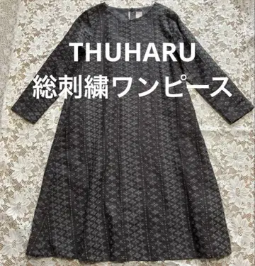 TSUHARU by Samansa Mos2 총 자수 린넨 100% 원피스