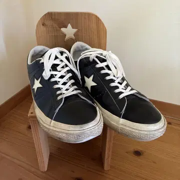 CONVERSE ONE STAR 블랙 가죽 스니커즈