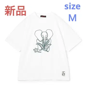 새상품 CABaN 드라이 수빈 코튼 ELEPHANT 자수 티셔츠