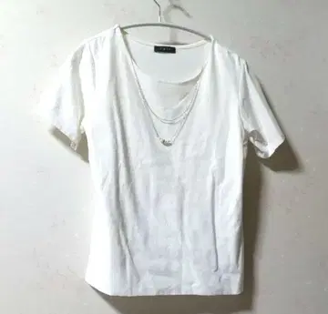 N.Y.ou U넥 반팔 목걸이 티셔츠 M 아이보리