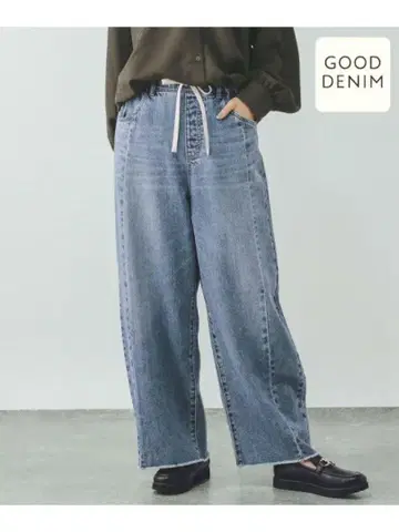 글로벌 워크 GOOD 데님 이지 팬츠 블루 데님 M