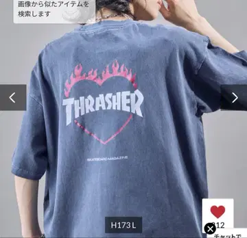 PUBLUX 퍼블릭스/THRASHER 백 로고 프레임 하트 티셔츠