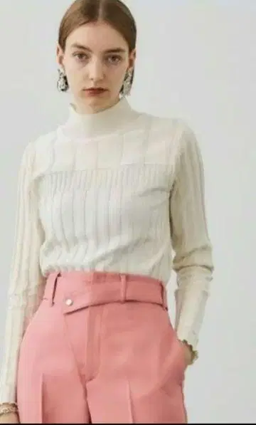 블록 리브 풀오버 니트