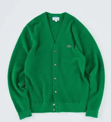 BEAMS x LACOSTE 별주 그린 니트 가디건