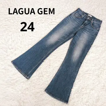 새상품급 LAGUA GEM 플레어 데님 인디고 블루 M 24