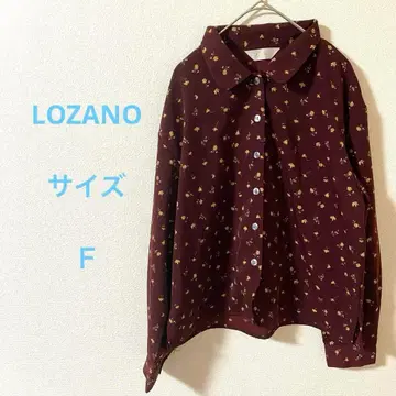 LOZANO 버건디 꽃무늬 긴팔 셔츠 일본제