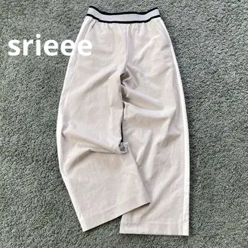 srieee 슈리 린넨 혼방 스트레치 사이드 라인 와이드 팬츠 베이지