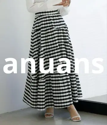 거의 미사용 anuans 플레어 스커트 SMALL 블랙 여성용