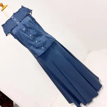 산요 상회 다크 블루 오프숄더 스커트 셋업 M