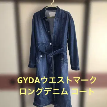 GYDA 허리 마크 롱 데님 코트