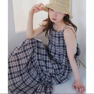 Kastane 카스타네 체크 원피스 블루 롱 플레어 봄/여름/가을