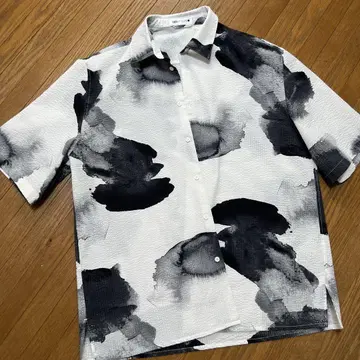 ZARA 반팔 셔츠 XL 흑백 무늬