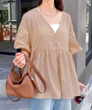 완판템 고베 레터스 2way 벌룬 슬리브 블라우스 상의 블라우스
